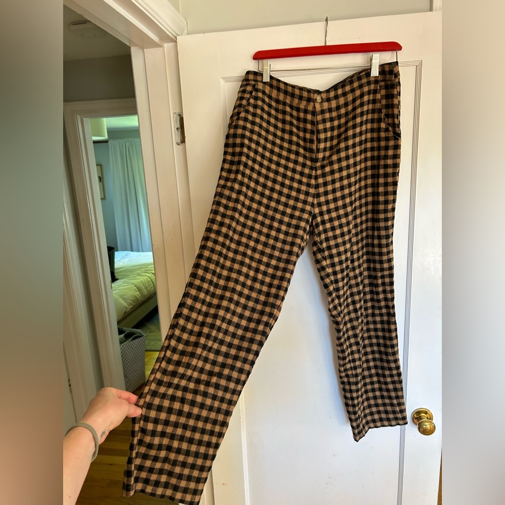 Brown and black plaid pants